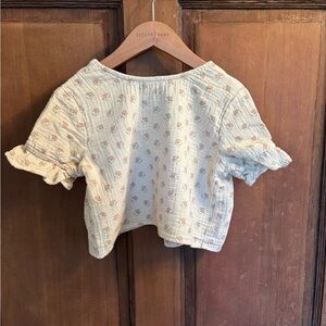 Rylee + Cru Cream Girl’s Top with Tiny Peach Floral Accents